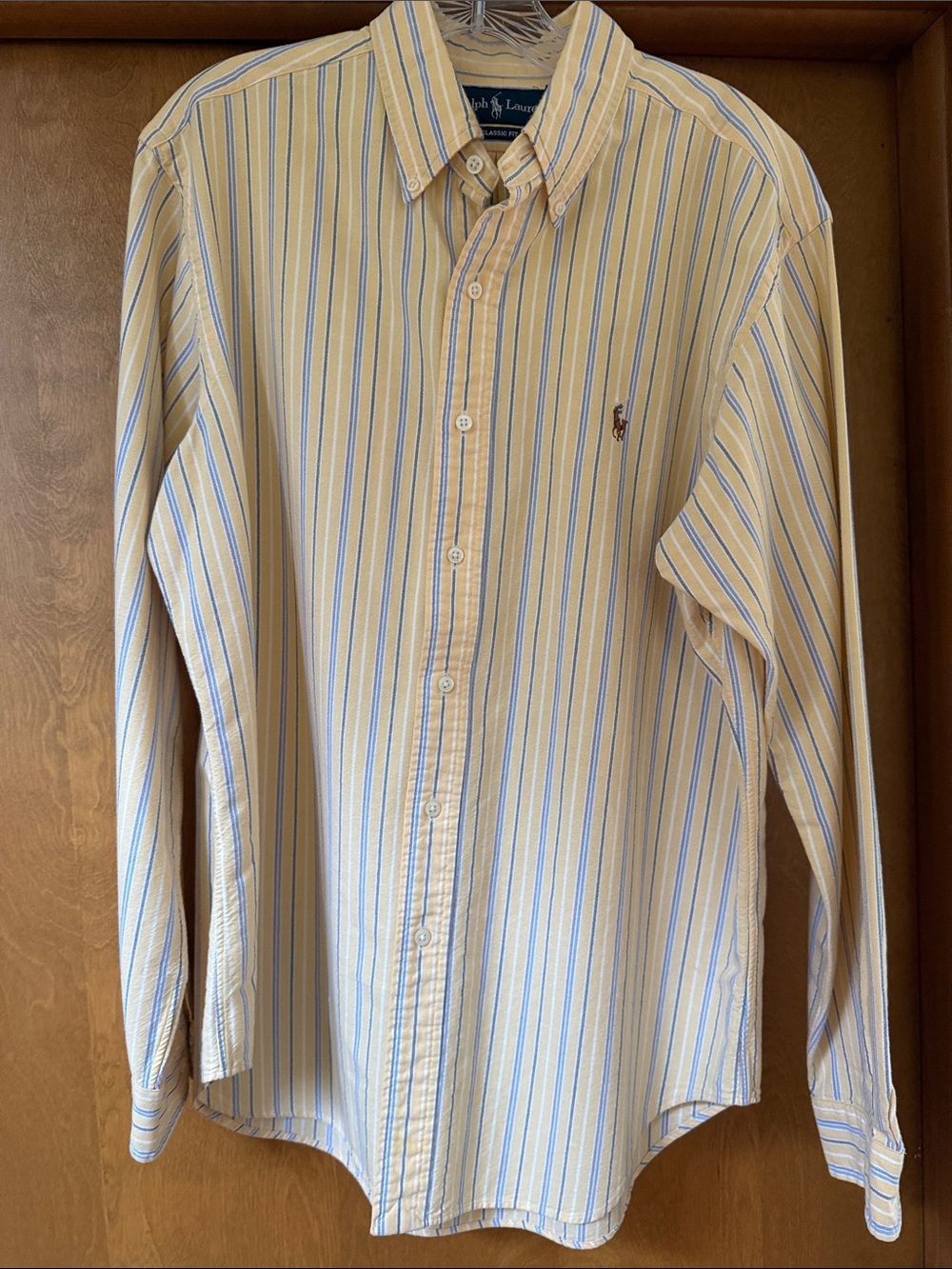 Ralph Lauren Men’s Yellow Striped Button-Down Shirt with Blue & White Accents